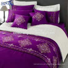 Alibaba China fornecedores 300TC algodão roxo bordado conjunto de cama